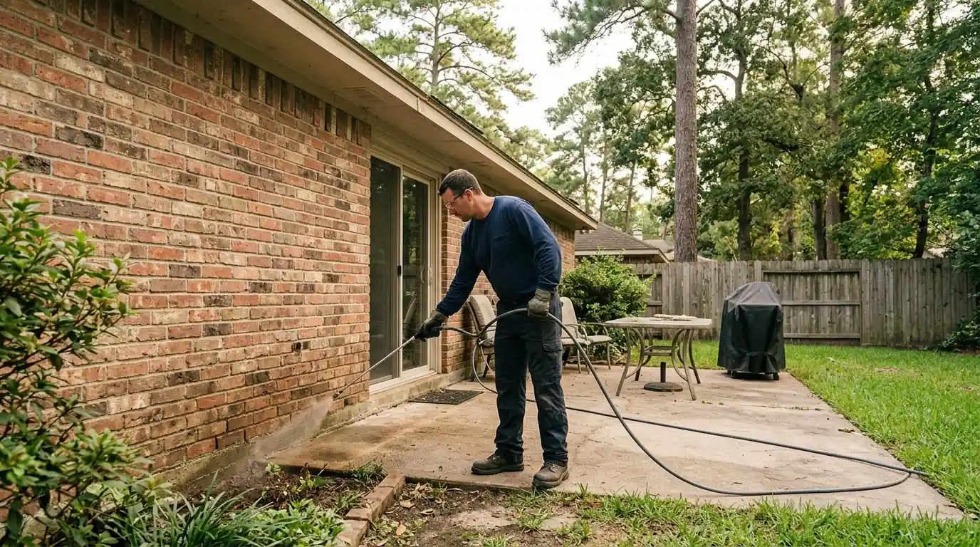 Exterior barrier during a one-time treatment in Conroe