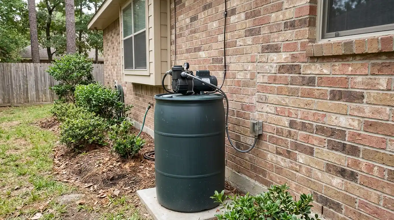 Misting system reservoir at a Conroe home