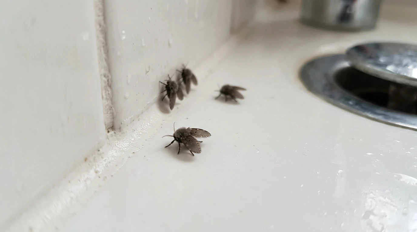 Drain flies at a Conroe bathroom sink