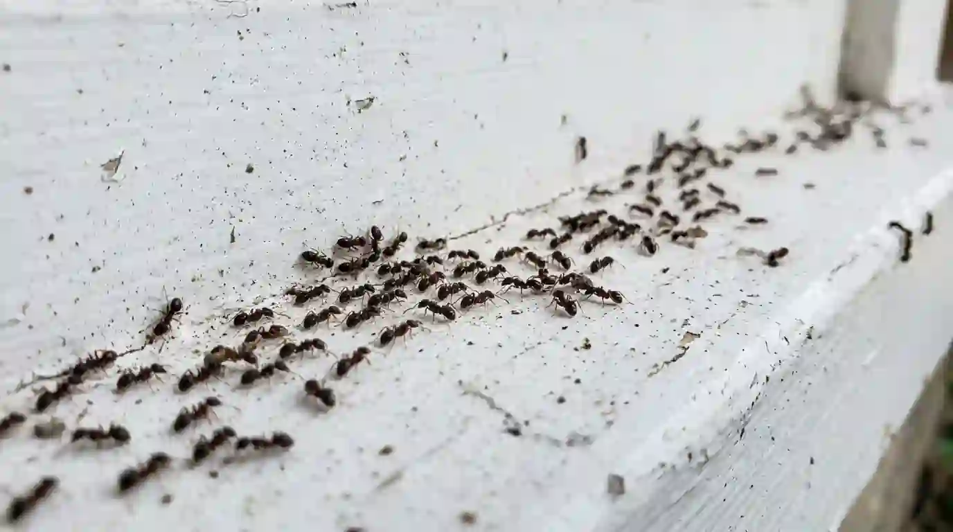 Ant trail across a Conroe kitchen counter