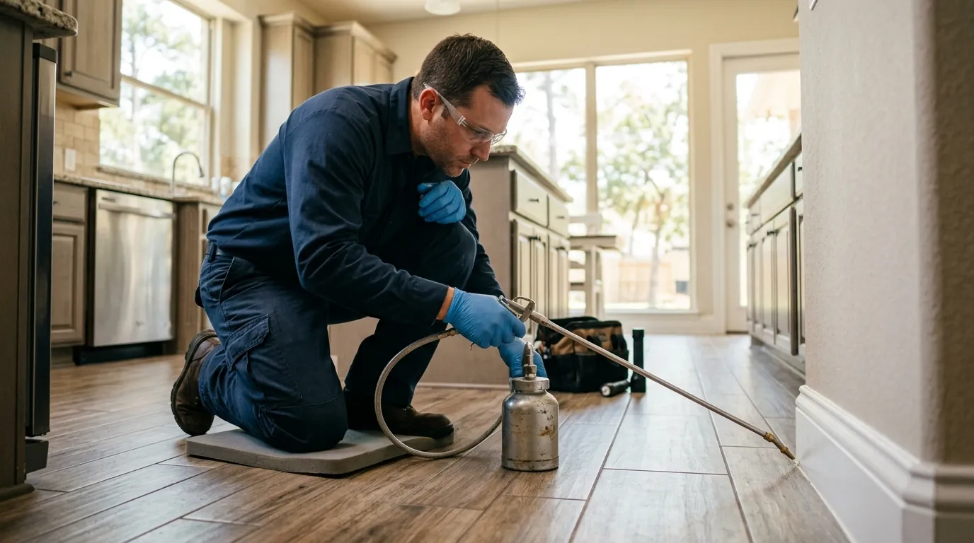 Interior crack and crevice treatment in a Conroe kitchen
