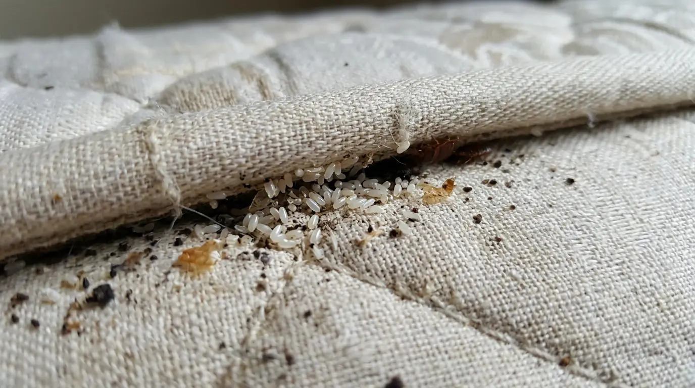 Bed bugs found in a mattress seam in Conroe