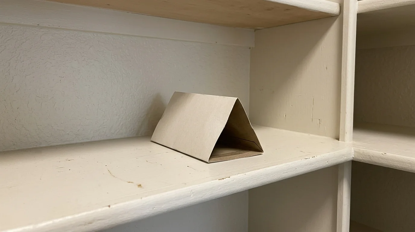 Pantry moth monitor trap in a Conroe pantry