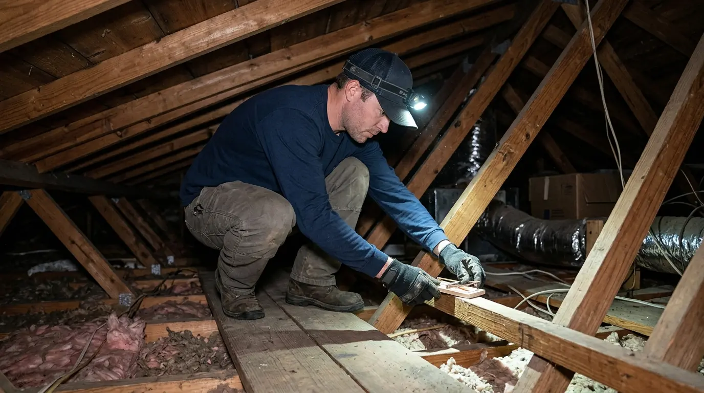 Attic rodent trapping in a Conroe home