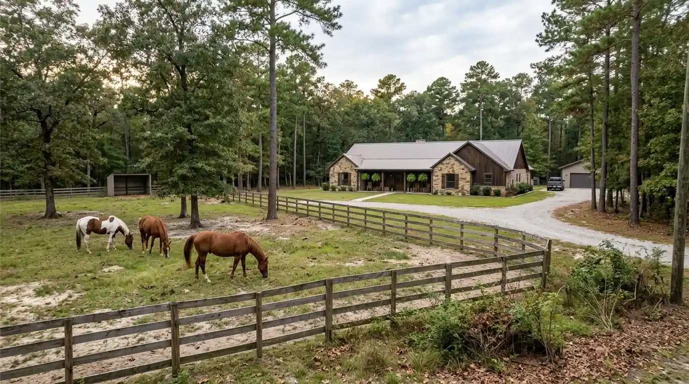 Wooded acreage home in Magnolia, TX