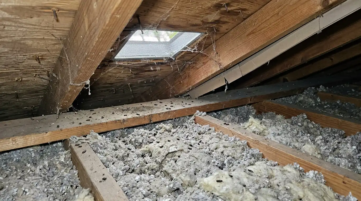 Rodent droppings found in a Conroe attic