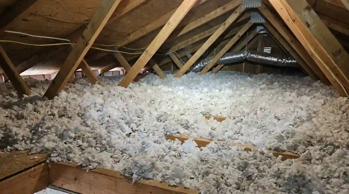 New attic insulation after cleanup in Conroe