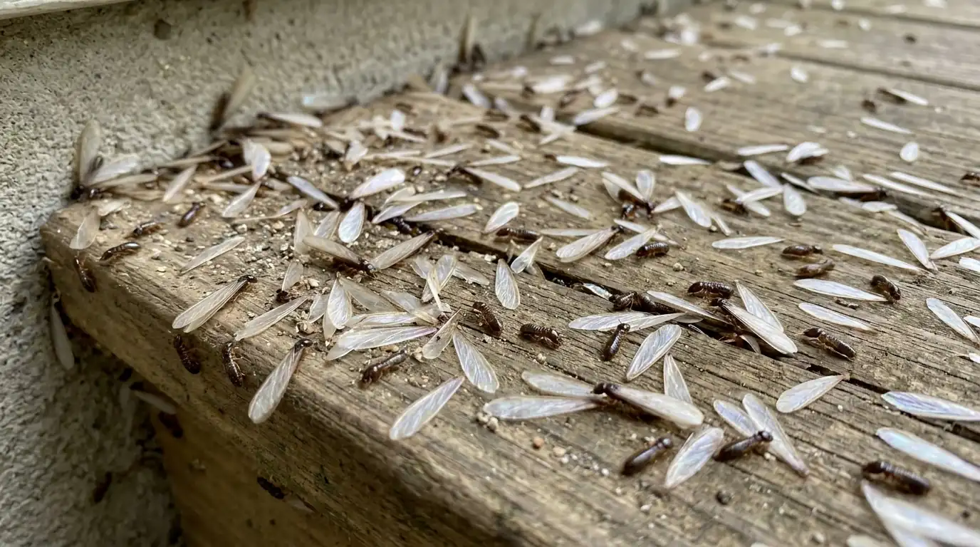 Termite swarmers and shed wings on a Conroe window sill