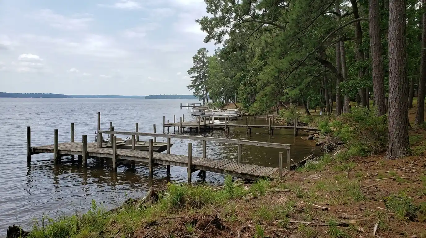 Lake Livingston shoreline in San Jacinto County, TX