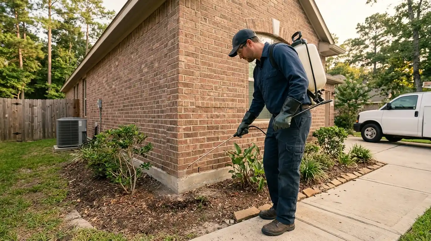 Routine pest service at a Conroe home