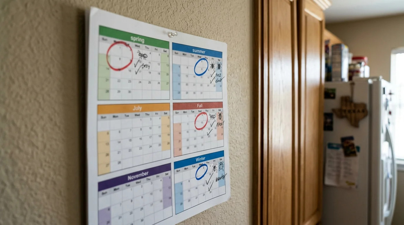 Seasonal pest control visit calendar